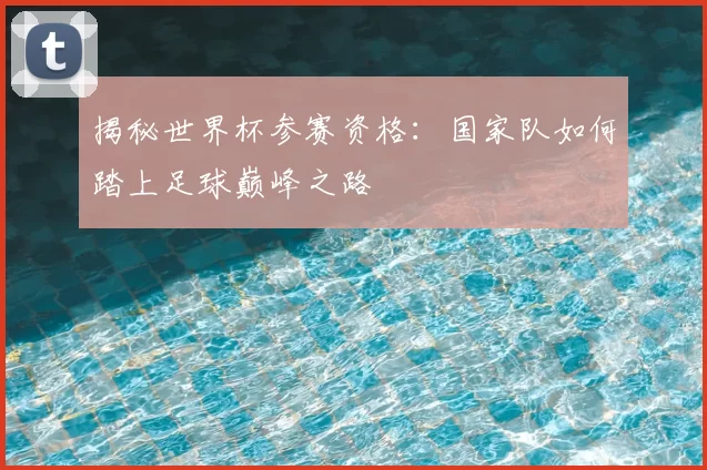 揭秘世界杯参赛资格:国家队如何踏上足球巅峰之路